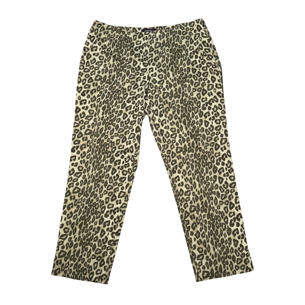Lafayette 148 New York Pants Women 8 Tan Leopard Print Straight Leg Excellent